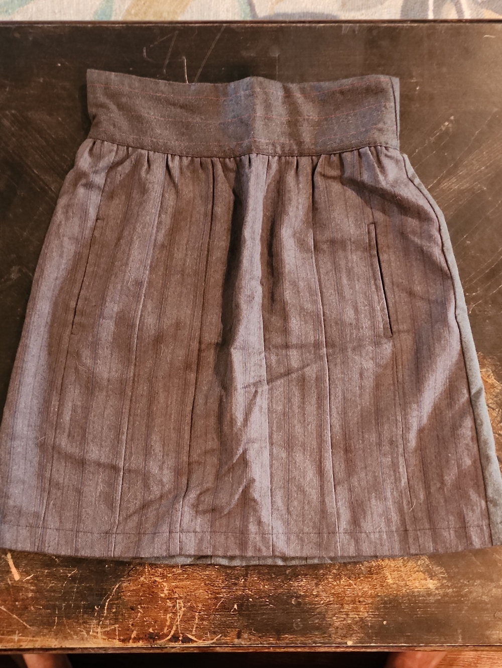 Women’s Charcoal Pinstripe High-Waist Mini Skirt